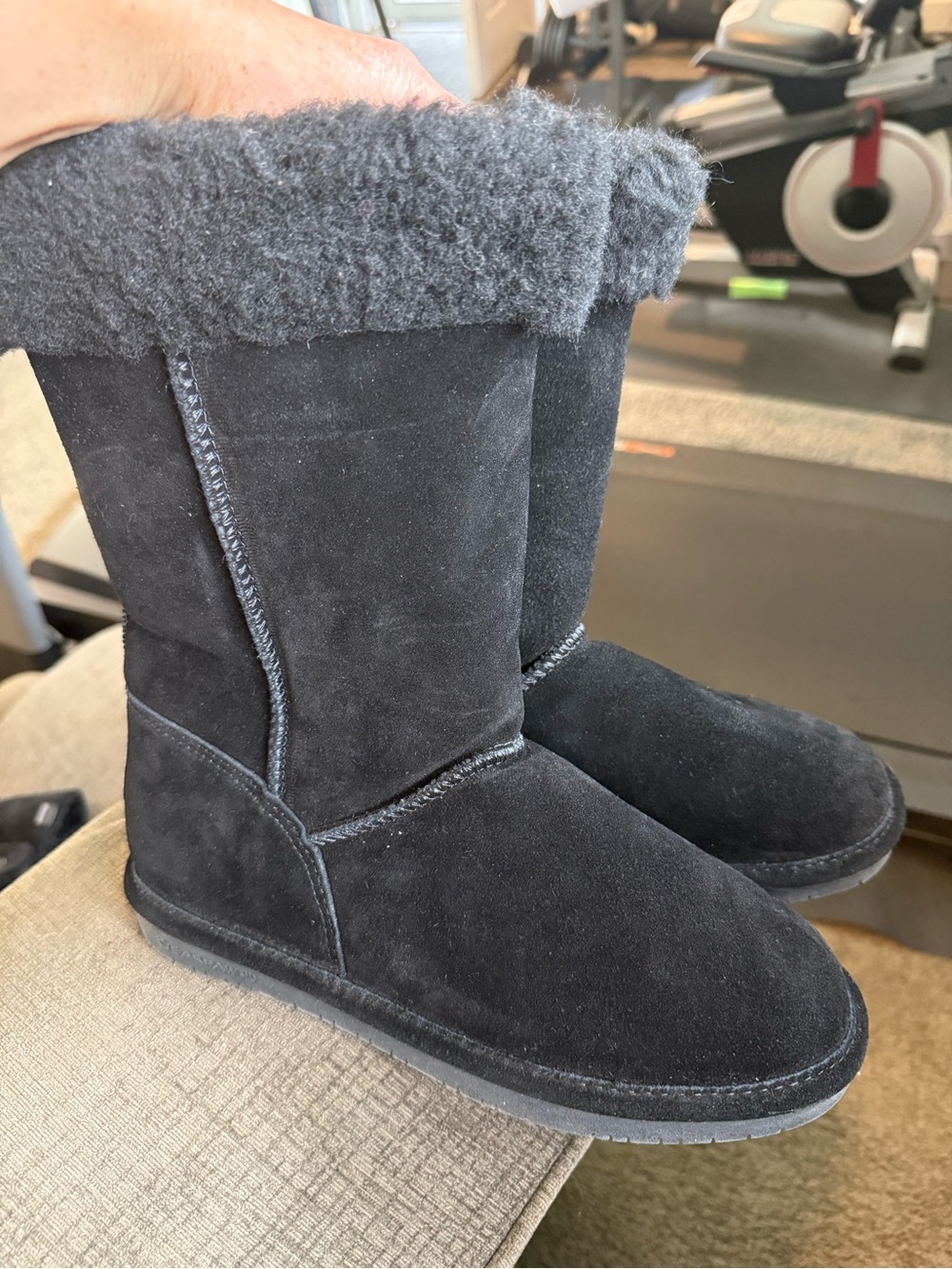 Bearpaw Black Suede Faux Shearling Winter Boots
